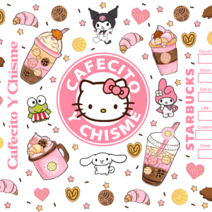Vinil 3D kitty cafecito y chisme